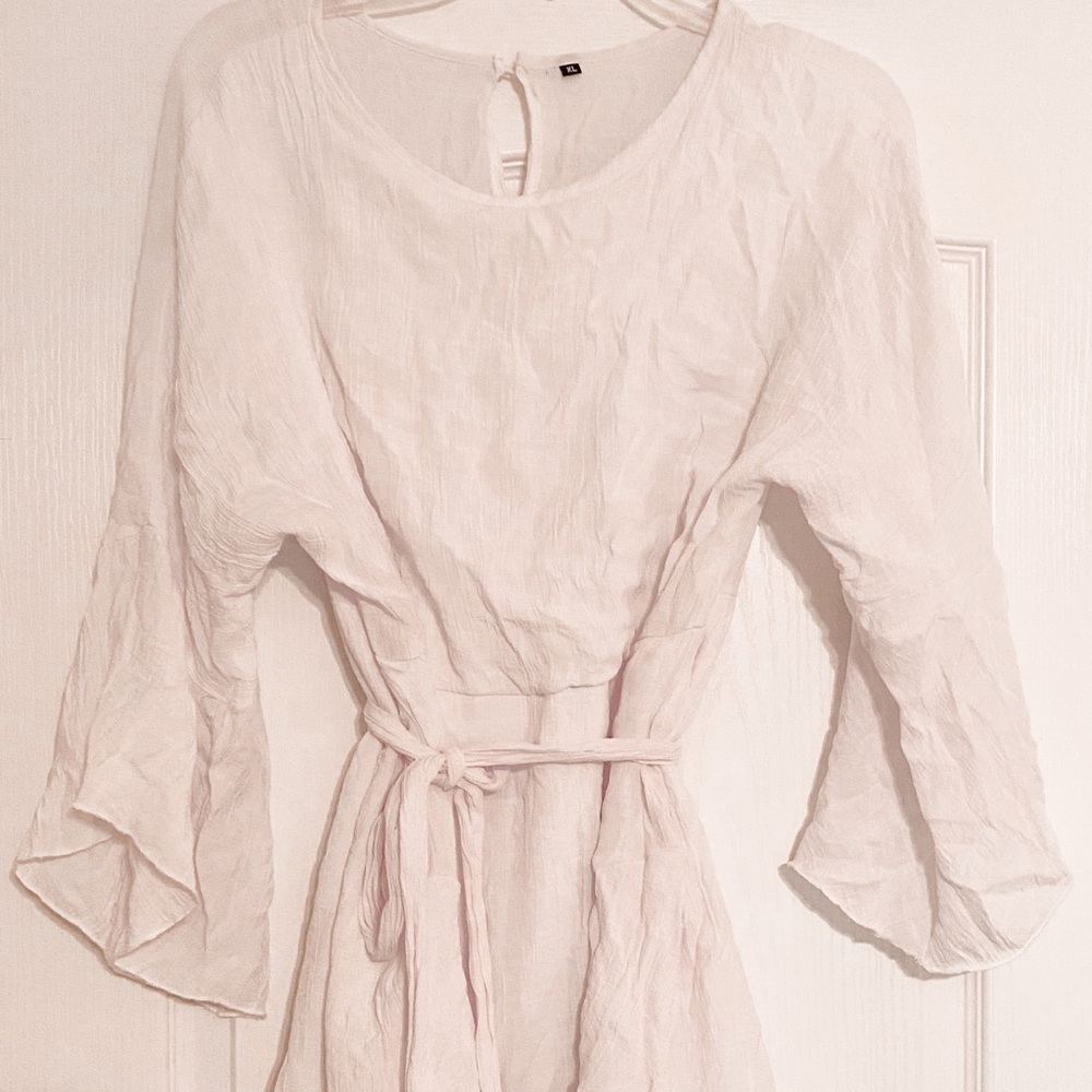 white ruffle mini dress/tunic